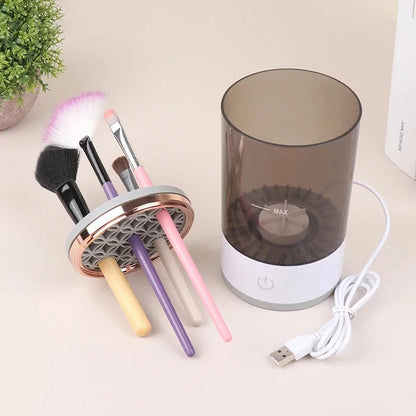 Electric makeup brush cleaning machine with cosmetic brushes