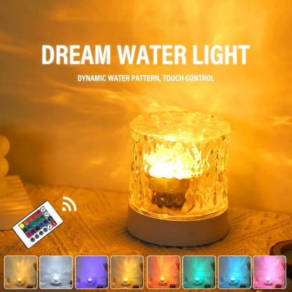 Mesmerizing RGB ripple projection lamp with dynamic water pattern and touch control for soothing ambiance.