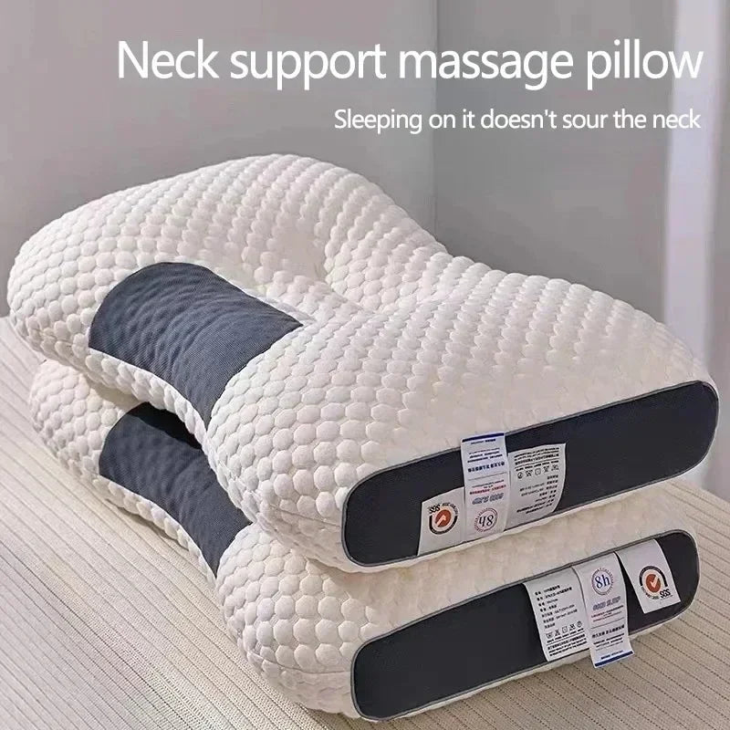 Orthopedic neck support massage pillow, soybean fiber for comfortable sleep, protects neck from soreness