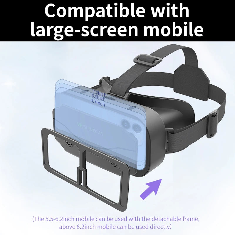 Virtual reality headset with compatible large-screen mobile device