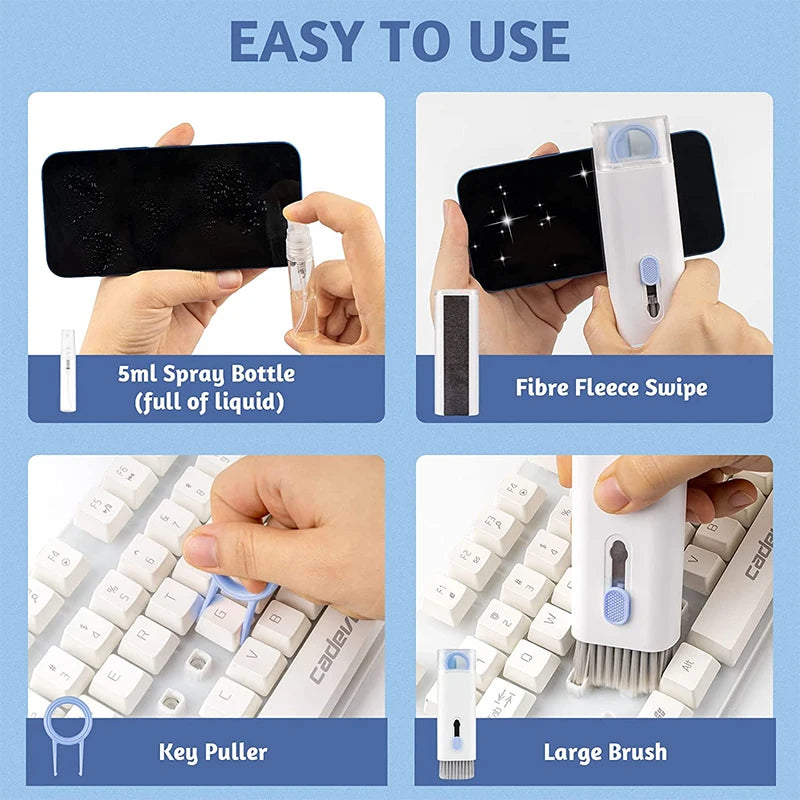 7-in-1 Keyboard Cleaning Kits Airpods Cleaner Headset Cleaner Pen Laptop Screen Cleaning Bluetooth Earphones Cleaning Kit - naiveniche