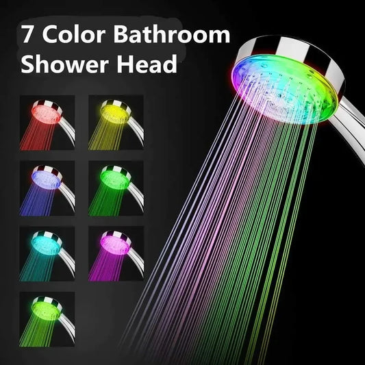 7 Colors Changing LED Shower Head Rainfall Shower Sprayer Water Saving Showerhead Bathroom Accessories Replacement Shower Head - naiveniche