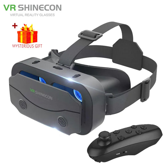 Virtual reality headset with 3D lenses and immersive gaming controller for smartphone-powered mobile VR experience