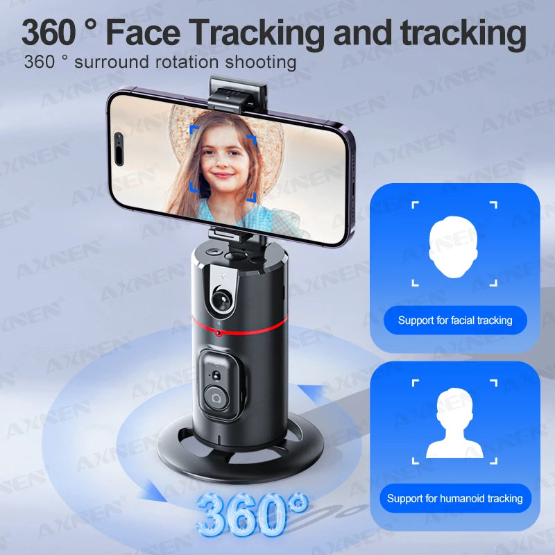 P02 360 Rotation Gimbal Stabilizer, Follow-up Selfie Desktop Face Tracking Gimbal for Tiktok Smartphone Live,with Remote Shutter - naiveniche