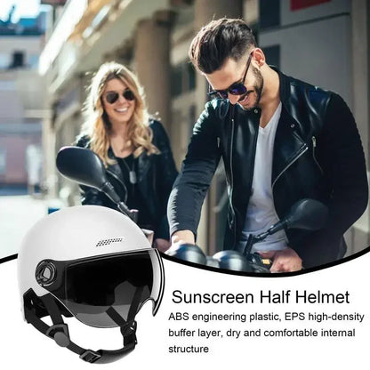 Sunscreen Half Helmet - ABS Engineering Plastic, EPS High-Density Buffer Layer, Dry and Comfortable Internal Structure