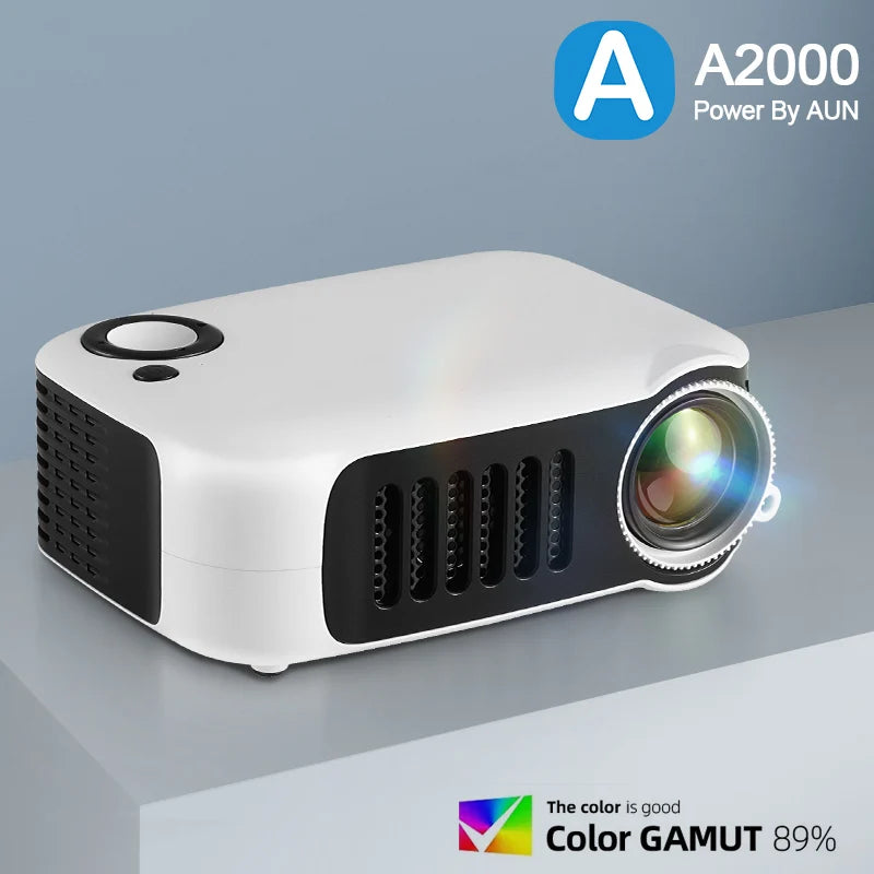 AUN A2000 Portable Projector LED Home Theater Projector Mini Cinema Smart TV Beamer Support 1080P Full HD Movie Play - naiveniche