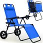 Slsy Folding Beach Chair for Adults, Heavy Duty Chair with Wheels, Foldable Beach Lounge Chair with Footrest, 2 in 1