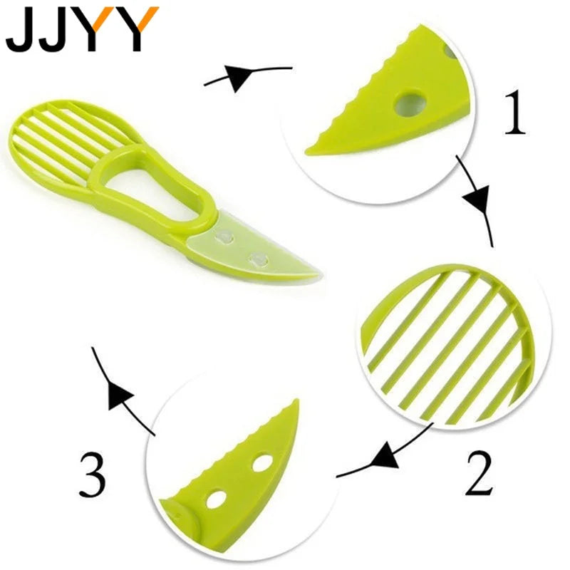 JJYY 3 In 1 Avocado Slicer Shea Corer Butter Fruit Peeler Cutter Pulp Separator Plastic Knife Kitchen Vegetable Tools - naiveniche