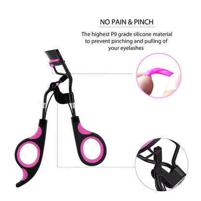 Professional Eyelash Curler with Silicone Pads
Durable black and pink eyelash curler featuring a silicone-coated design to gently curl lashes without pain or pinching for flawless eye makeup.