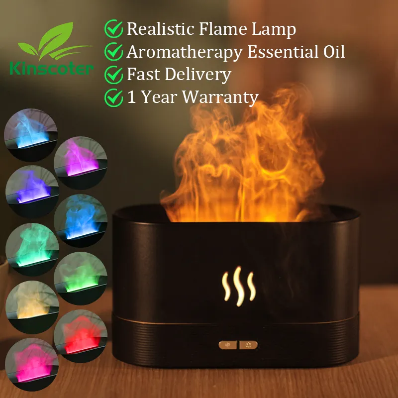 Kinscoter Aroma Diffuser Air Humidifier Ultrasonic Cool Mist Maker Fogger Led Essential Oil Flame Lamp Difusor - naiveniche