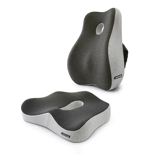 Memory Foam Orthopedic Lumbar Support Cushion and Seat Pad Set