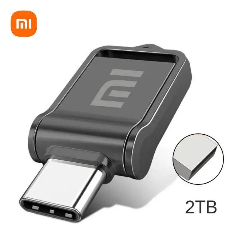 Sleek Xiaomi 2TB USB 3.0 flash drive with Type-C interface, ideal for fast data transfer between mobile devices and computers.