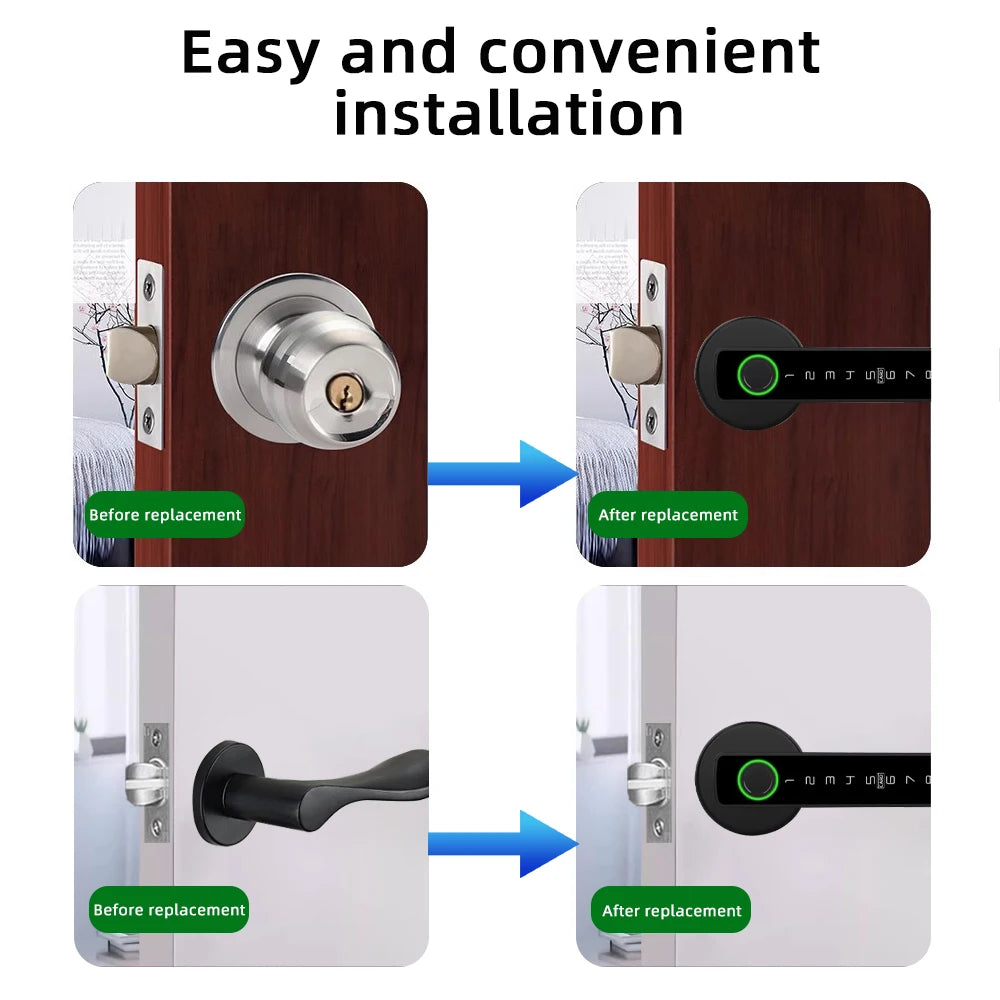 RAYKUBE M5 Tuya BLE Fingerprint Door Lock Digital Electronic Lock with Password/Key/IC Card/ Smartlife/ Tuya APP Unlock - naiveniche