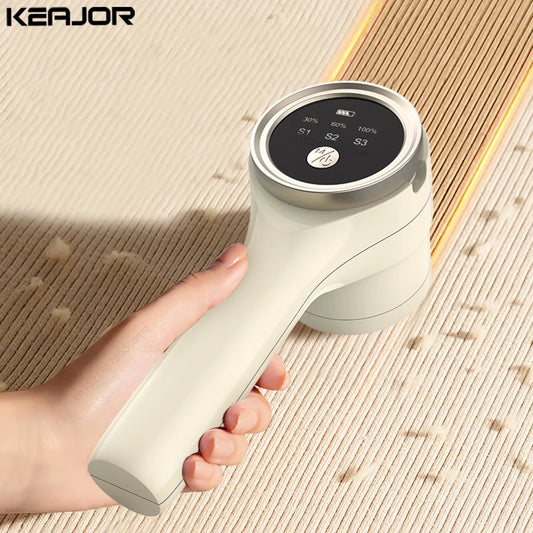 Rechargeable Portable Fabric Hair Ball Remover on Wooden Surface