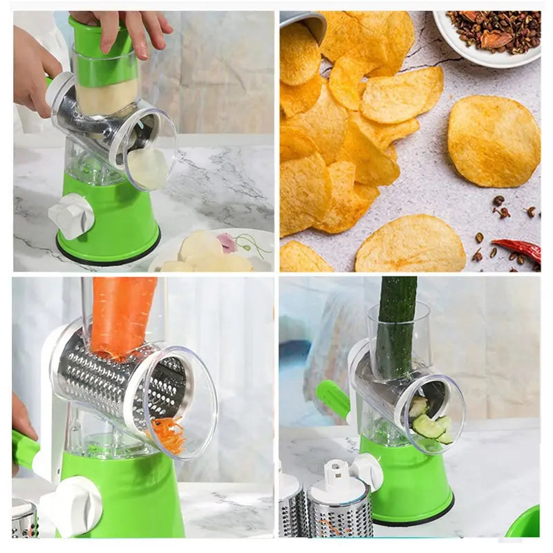 Multifunctional Roller Vegetable Cutter Hand Crank Home Kitchen Shredder Potato Grater - naiveniche