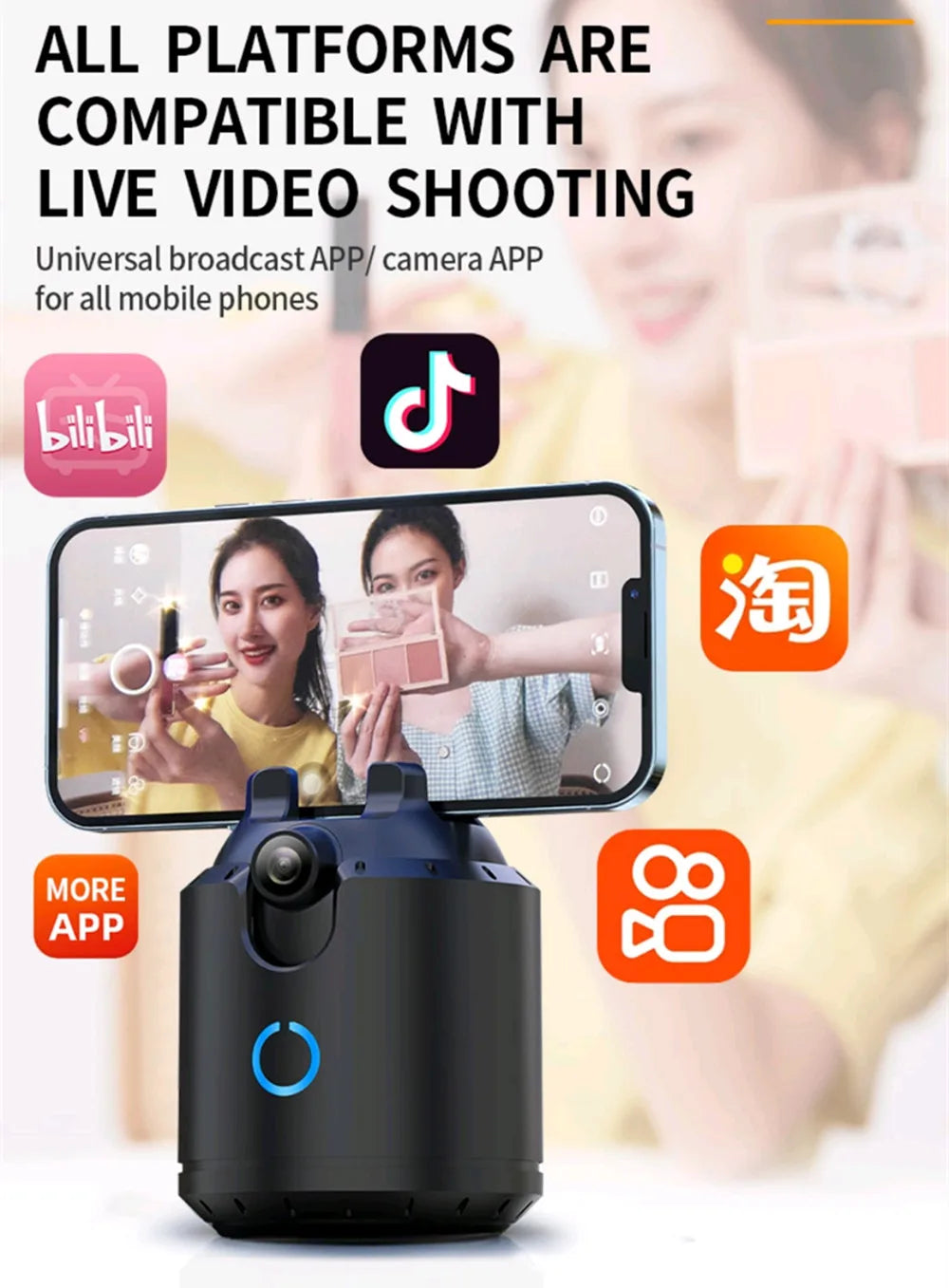 Auto Face Tracking Phone selfie stick Smart 360°rotation holder AI Follow-Up video Vlog Live Gimbal Stabilizer Tripod for mobile - naiveniche