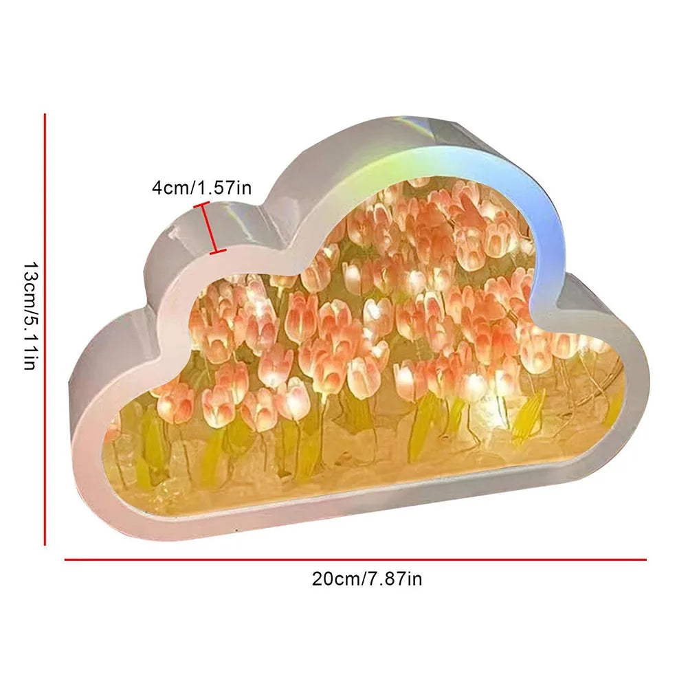 Decorative Cloud-Shaped LED Night Light with Tulip-Inspired Design, Ideal for Bedroom Atmosphere and Ambiance