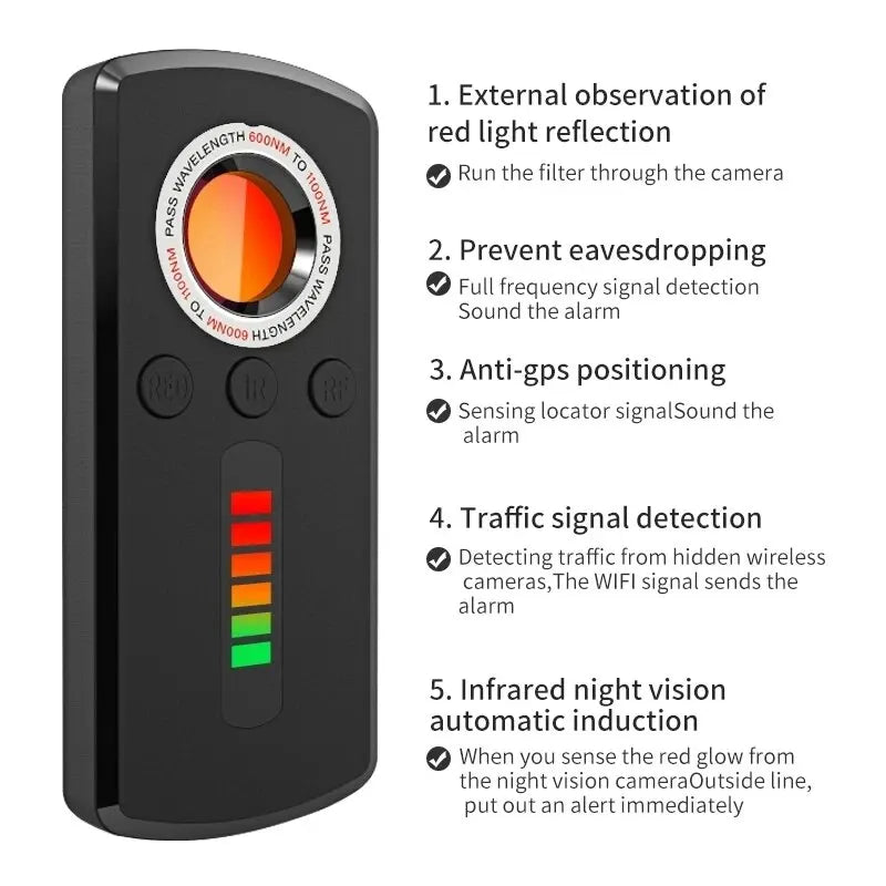 Hidden Camera Detector Anti Spy Gadget Professional Hunter Wireless Signal Car GPS Infrared Search Wiretapping Bug Mini Devices - naiveniche