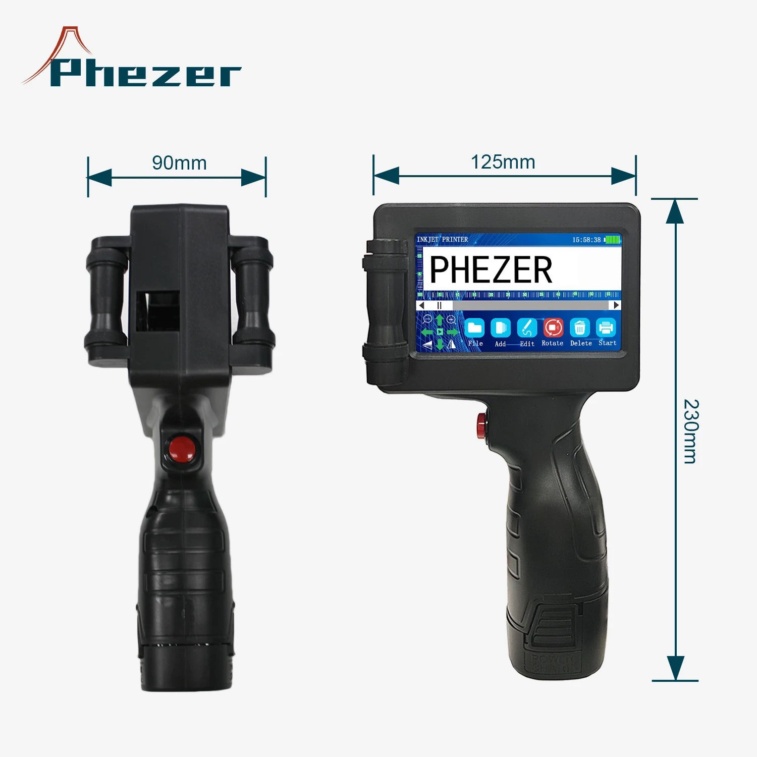 Phezer P17 Handheld Inkjet Printer Date Number Expiry Date Logo QR Bar Batch Code Expiry Date 12.7mm Label Printer 28 Languages - naiveniche